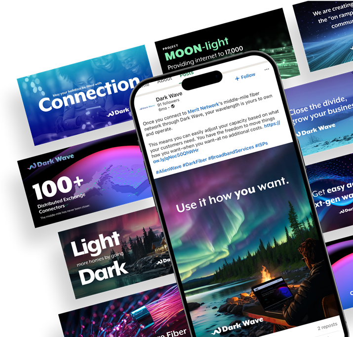 Collage of Dark Wave marketing callouts