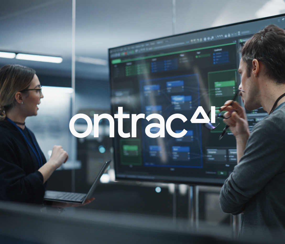 employees working with logo overlay