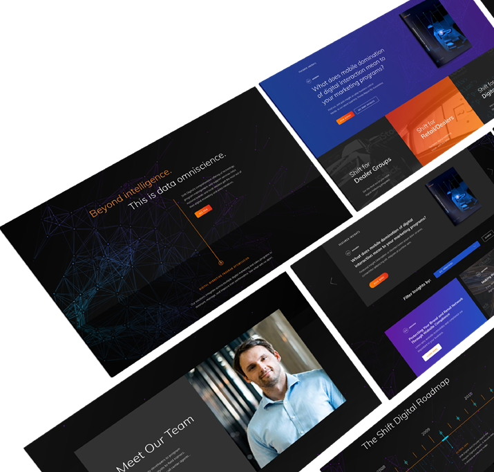 Screenshots of the Shift Digital website